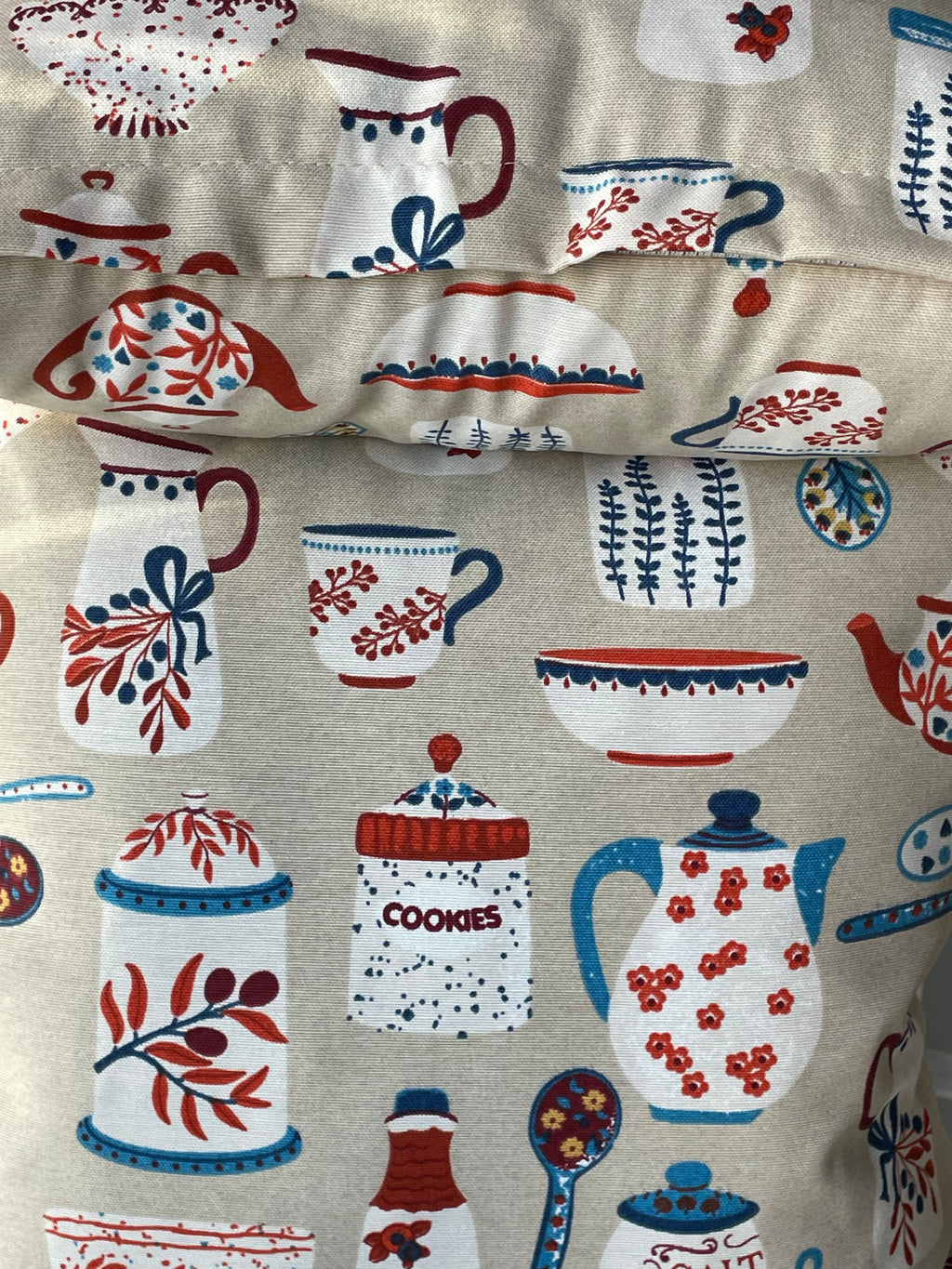 Mutfak Kafe Temalı 2'li Kırlent Kılıfı Seramik Desenli