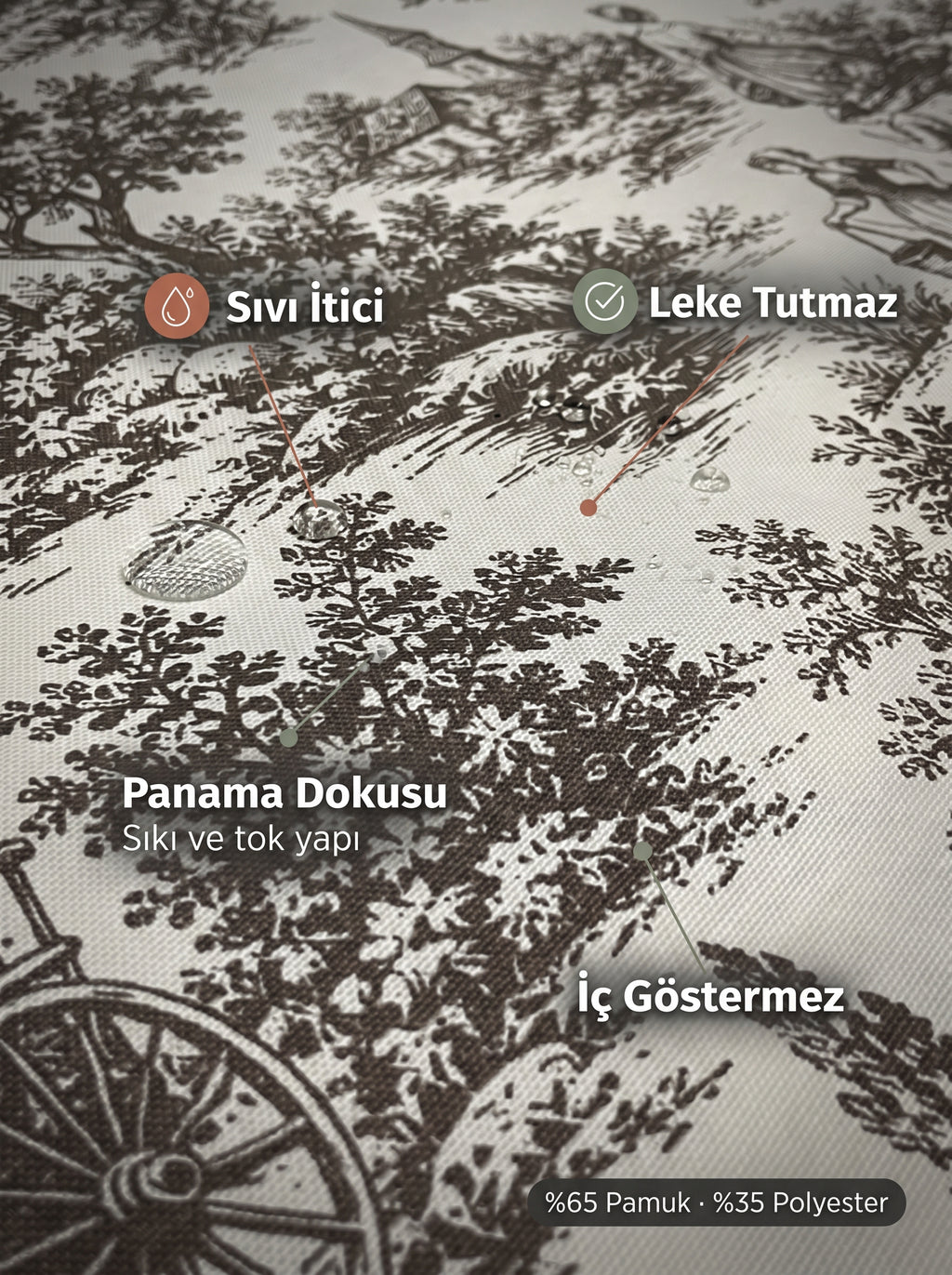 Toile de Jouy 2'li Kırlent Kılıfı Fransız Köylü Desenli
